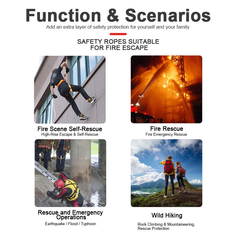 Safety Rope For Fire-Fighting. Rescue Rope For High-Altitude Work. 16mm In Diameter. Polyester Material. Anti-Wear.