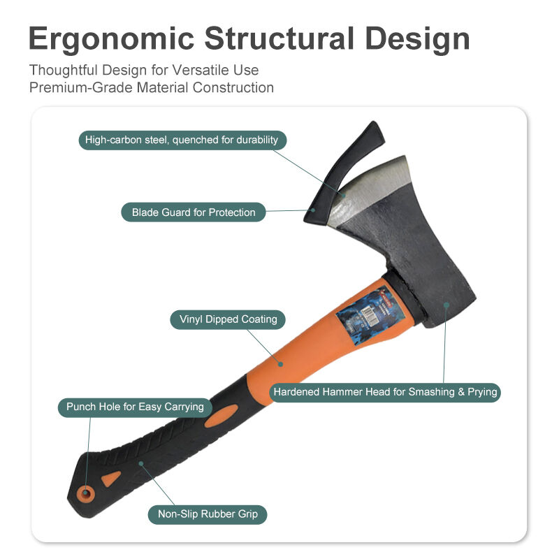 Heavy Duty Fiber Handle Axe High Carbon Steel Anti-Slip Rubber Grip 38cm Length 0.93kg Weight For Firefighting Rescue Industrial Maintenance Emergency Preparedness
